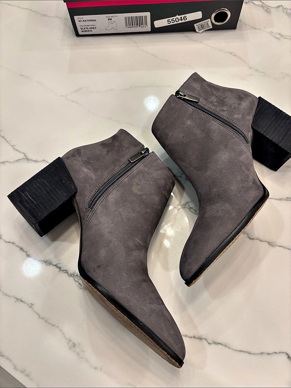 Vince Camuto VC-KATHRINA Pointed Toe Heeled Ankle Boots Gray US 8M - Picture 5 of 13